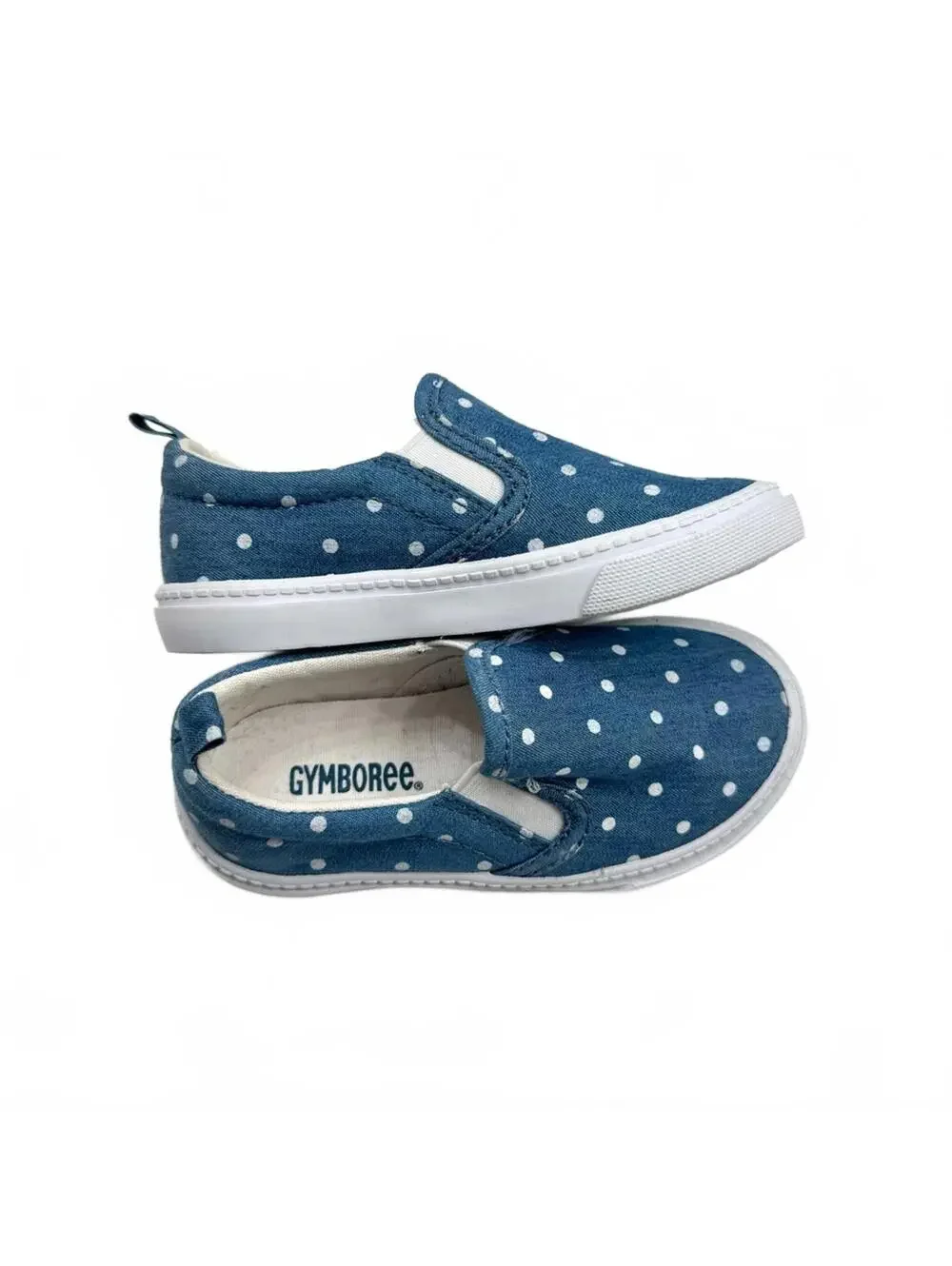 Gymboree Baby Girl's Walker Denim Blue & White Polka Dot Slip-On Shoes- Size 7 - Picture 5 of 7
